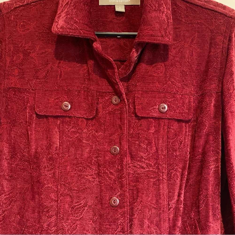 Croft & Barrow Scarlet Crimson Textured Blazer Coat classy comfy layering piece